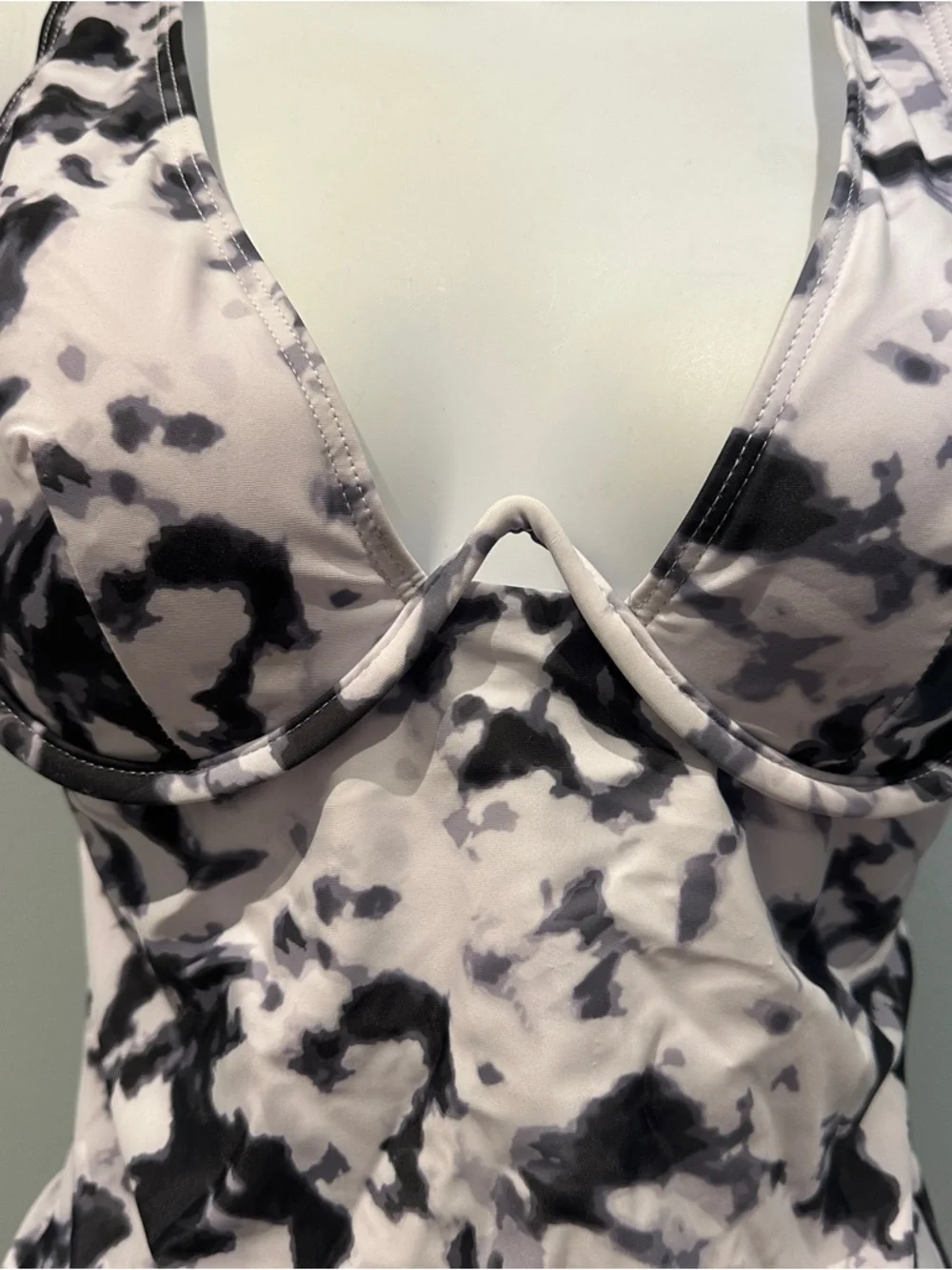 Black & White Marble Print One-Piece Swimsuit Medium NWOT